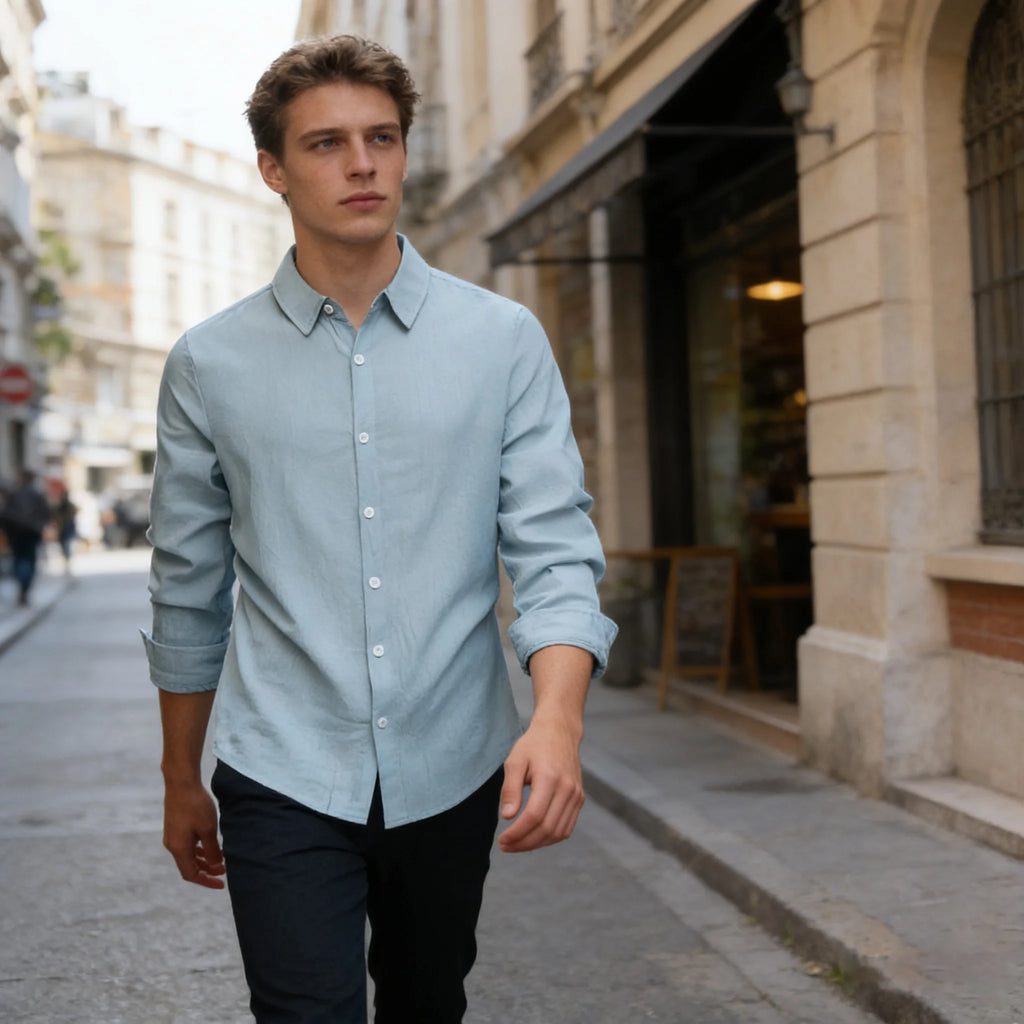 Men's Cotton Linen Shirt Casual Fashion Male Clothing High Quality