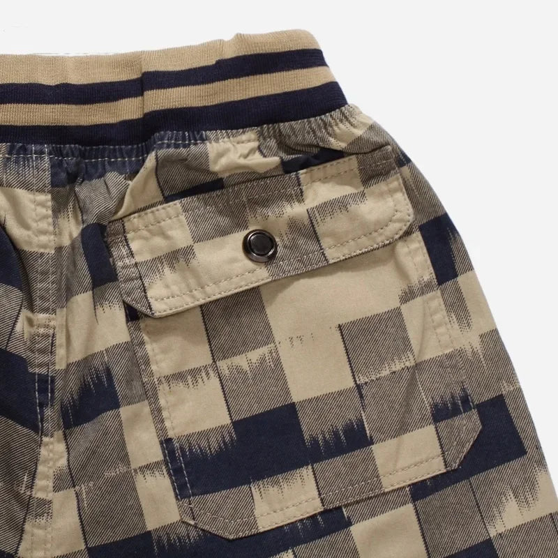 Bermuda Male Hot 2024 Summer Elastic Waist Mens Plaid Shorts Classic