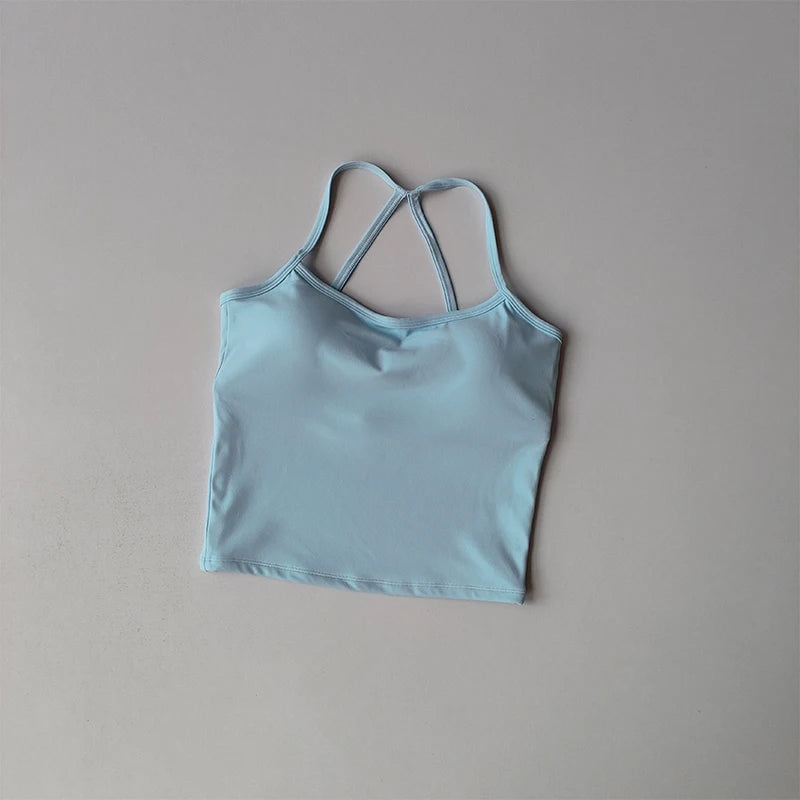 Seamless Nude Sports Bra Scrunch Push-up High Support Adjustable Thin