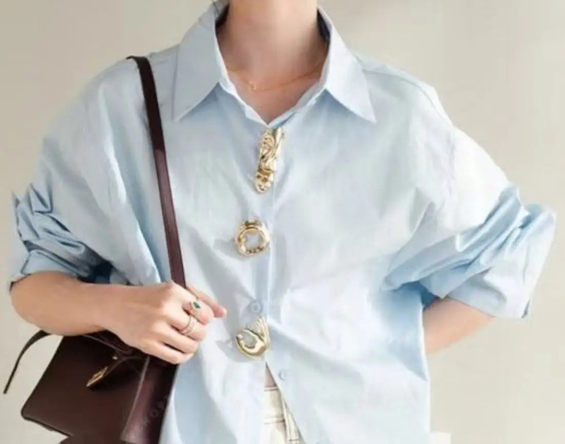 New Autumn 2025 Cotton Long Sleeve Solid Color Blouses Shirts for
