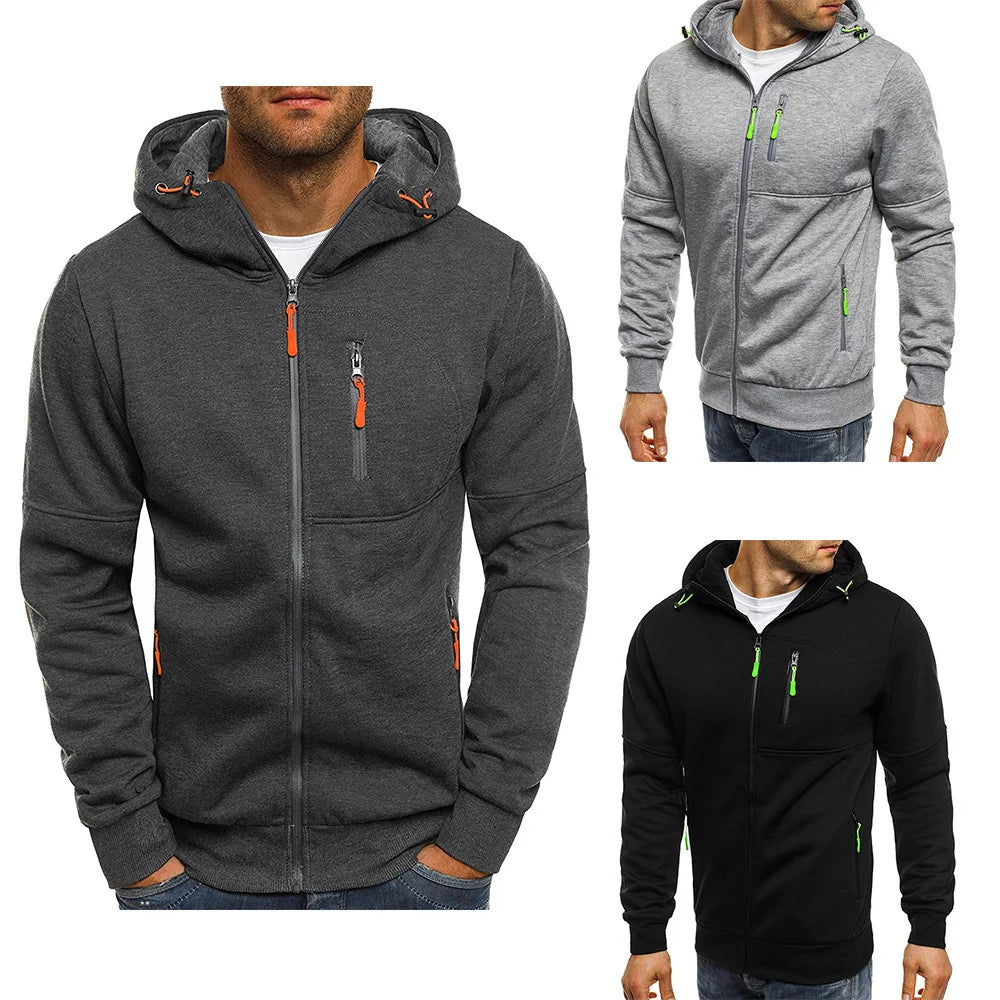Men's Hoodies Long Sleeve Sweatshirt Zipper Design Hooded Sweatshirt