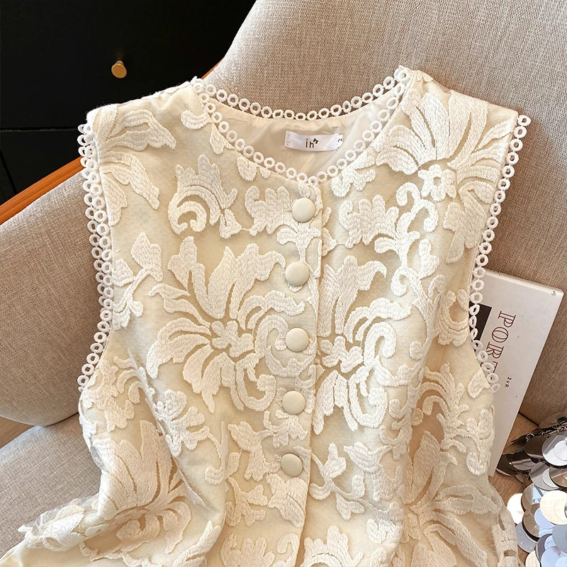 Elegant Chinese Style Embroidered Vest Women Summer Sleeveless Office
