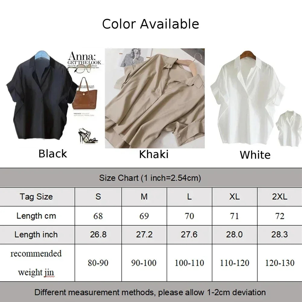 Women Blouses Spring Summer Breathable Simple Short Batwing Sleeve