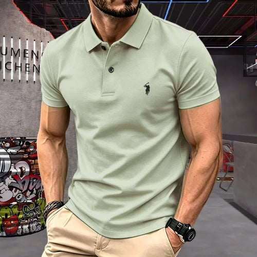 100% pure cotton high-end brand men's short sleeve polo shirt 2026