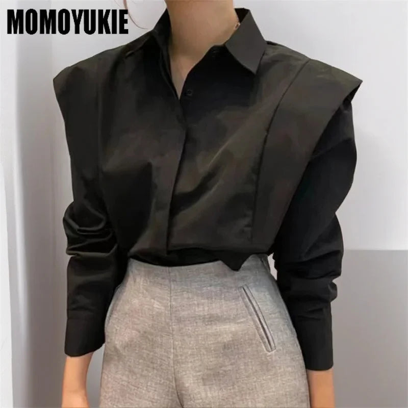 2023 Spring Women Blouses Fashion Vintage Simple Closure Panel Ruffles