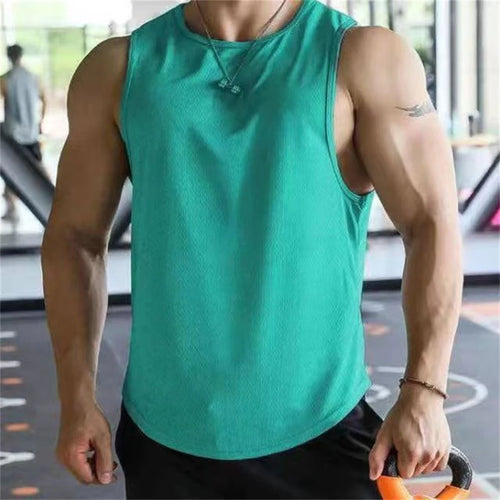 2024 new Men Tank Tops Sleeveless Shirt Polyester Mesh Material Quick