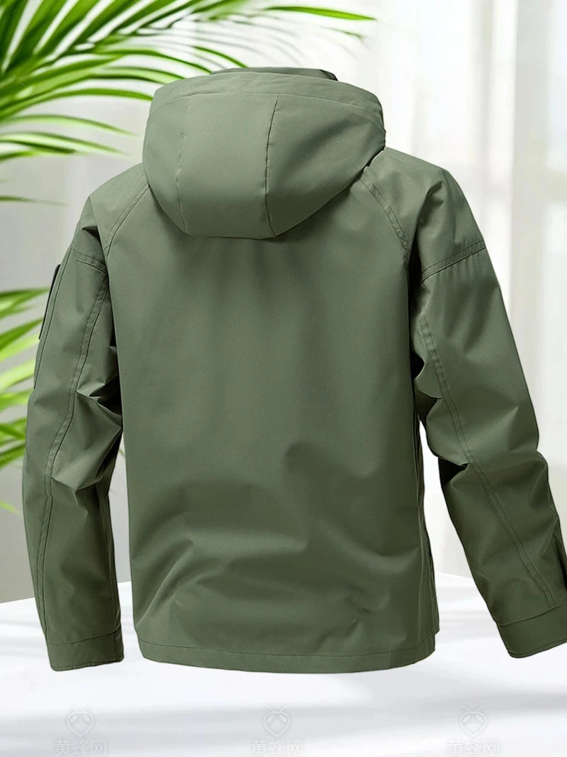 Waterproof Jacket Men Outdoor Softshell Zip Up Hooded Jacket