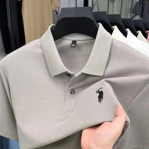 100% pure cotton high-end brand men's short sleeve polo shirt 2026