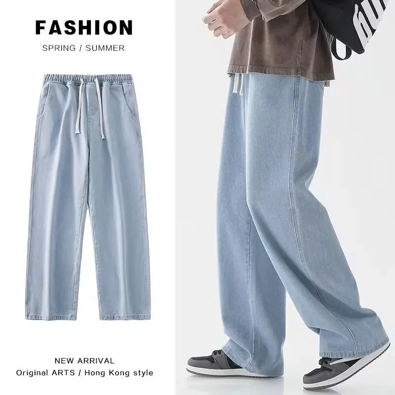 Spring Autumn Men Baggy Jeans Oversize Straight Loose Casual Denim