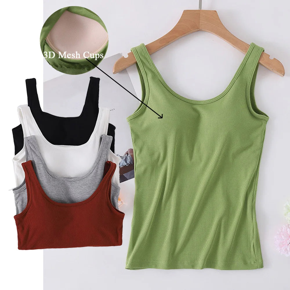 2023 New Summer Modal Vest Crop Top with Cups Pad Women's Bra One
