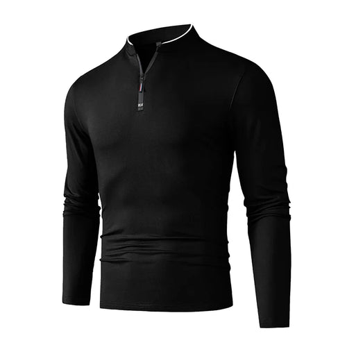 Fashion Men's Stand Collar Half Zip Long Sleeve Shirt Comfortable