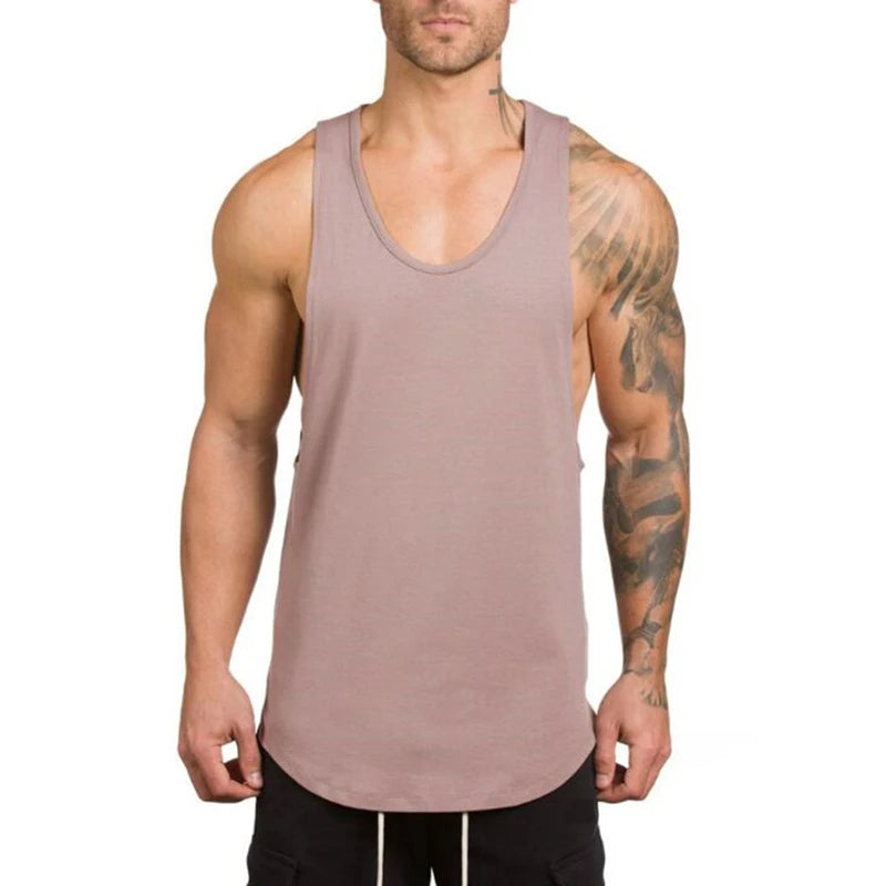 Cotton Breathable Sleeveless T-Shirt Gym Fitness Bodybuilding Training