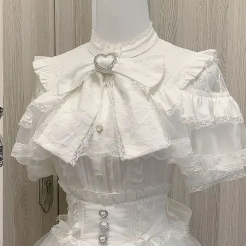 Japanese Lolita Bow Shirt Subcultural Shirts Female Cute Black and