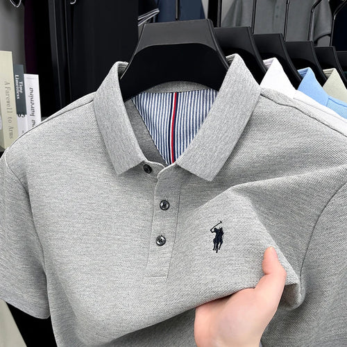 100% pure cotton high-end brand men's short sleeve polo shirt summer