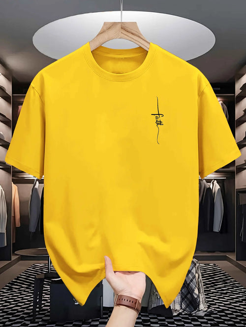 100% pure cotton men's casual loose fashion faith pattern print