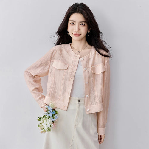 SENTUBILA Lyocell Women Shirt Shacket Single Breasted Long Sleeve Tops