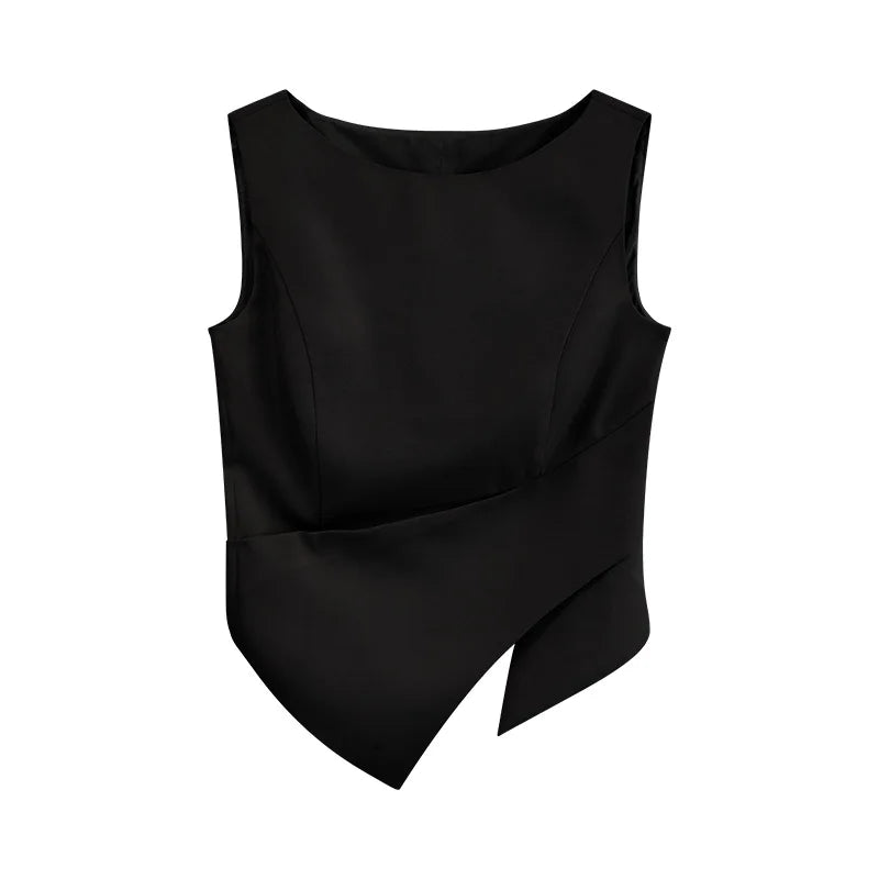 Women Asymmetrical Off-Shoulder Sleeveless Top Chic Minimalist