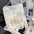 Vintage Summer Lace Sun Shirts Women White Blouses 2026 See Through