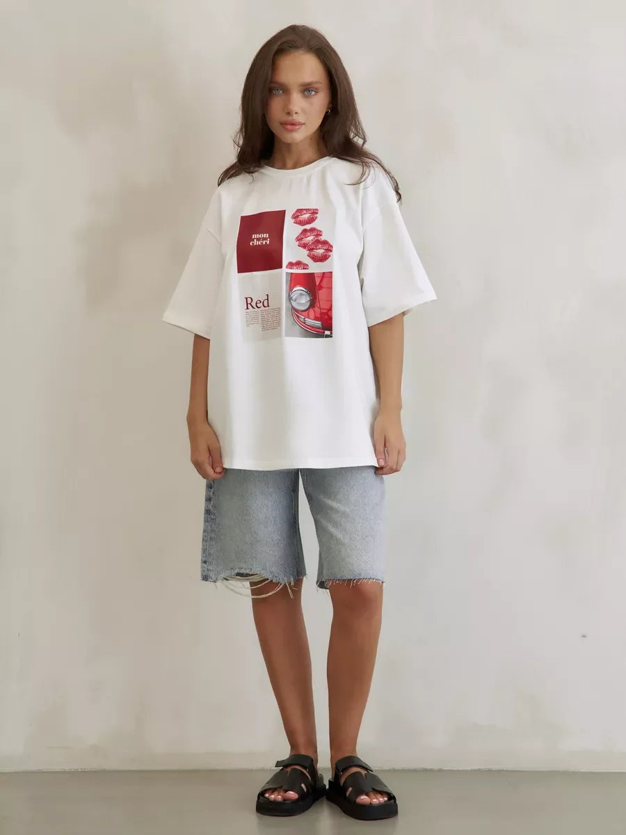 European American Hot Girl American Y2K Design Printed T-shirt Summer
