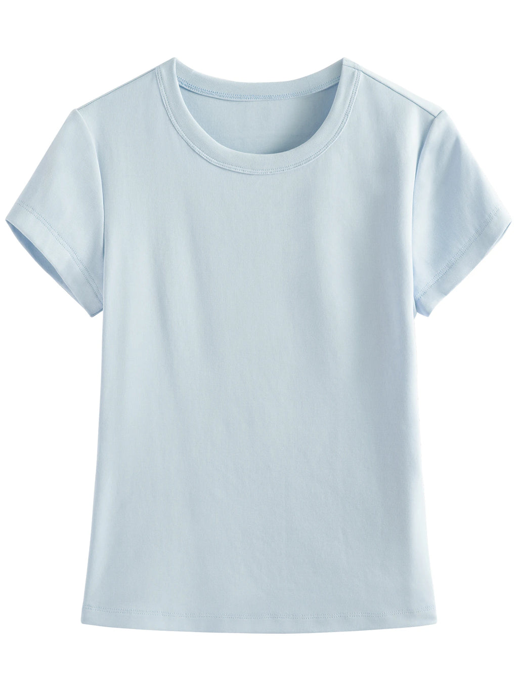 FSLE MInimalism Style Pink Straight Shoulder Short-sleeved T-shirt for