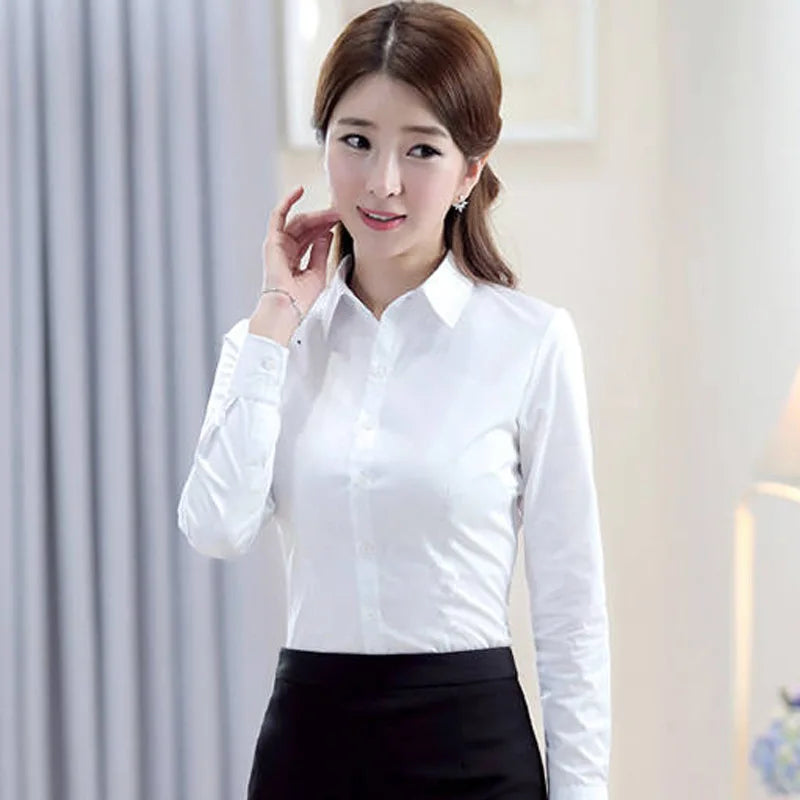 1pcs Woman Four Season Occupation Shirt Lady Casual Long Sleeve