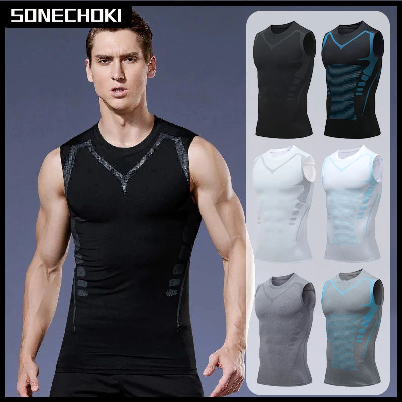Compression Tank Top Men Gym Shirt Sleeveless Quick Dry Printing