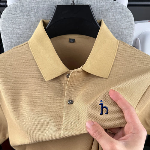 100% pure cotton high-end brand men's short sleeved polo shirt summer