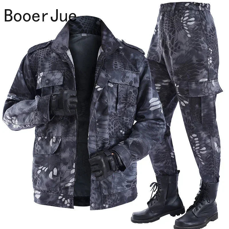 Black Python Pattern Wear-resistant Overalls Labor Insurance Cloth