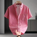 Plus Size 5XL Men's Dress Shirt Short Sleeve Summer 100% Cotton Oxford