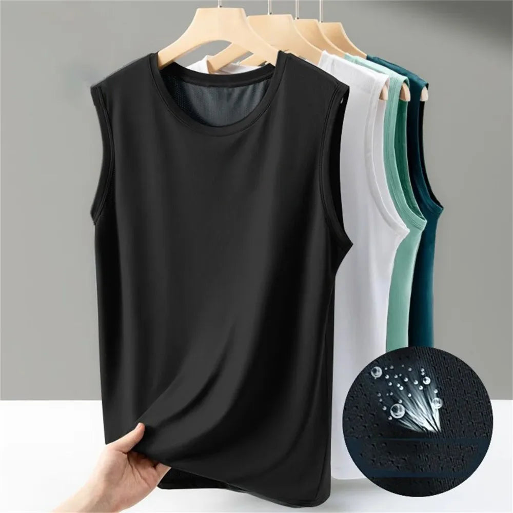 2026 Men's Ice Silk Mesh Tank Tops Gym Stringer Transparent