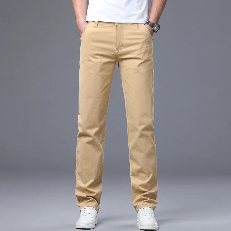 Men's Straight Leg Jeans Slim Fit Stretch Comfort Denim Pants Korean