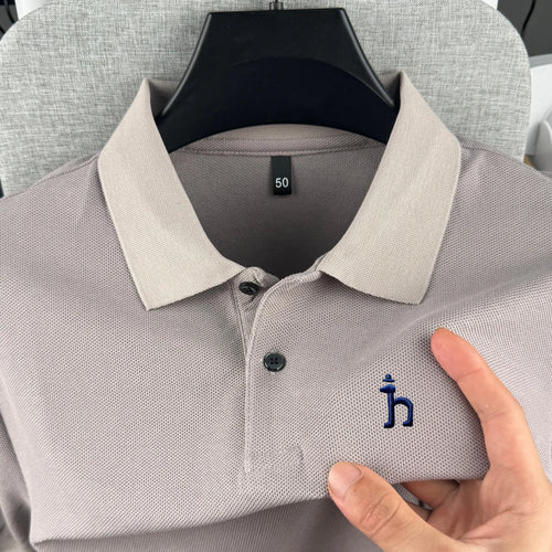 100% pure cotton high-end brand men's short sleeved polo shirt summer
