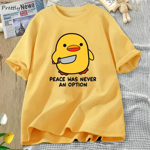 Peace Was Never An Option Cute Animal Tshirt Funny Goose Graphic T