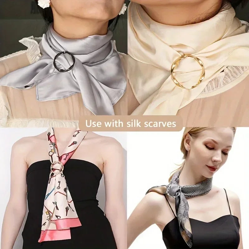 5pcs Fashion Metal Round Circle Clip Buckle Shawl T-Shirt Tie Clip