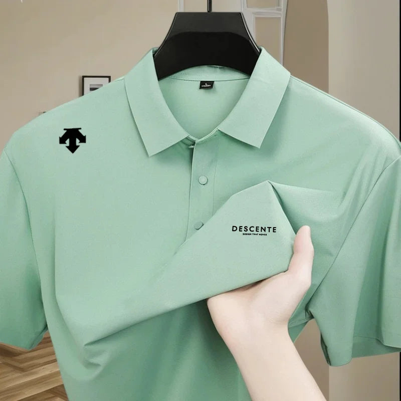 High quality ice silk polo shirt short sleeved men's sports brand