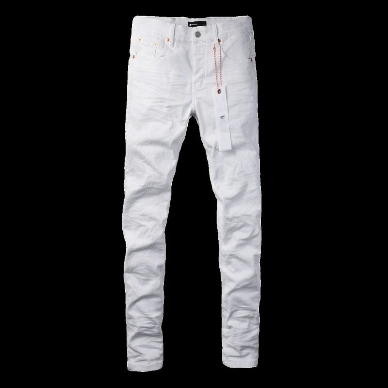 Spring New Men's White Skinny Jeans High Quality Slim Fit Trousers