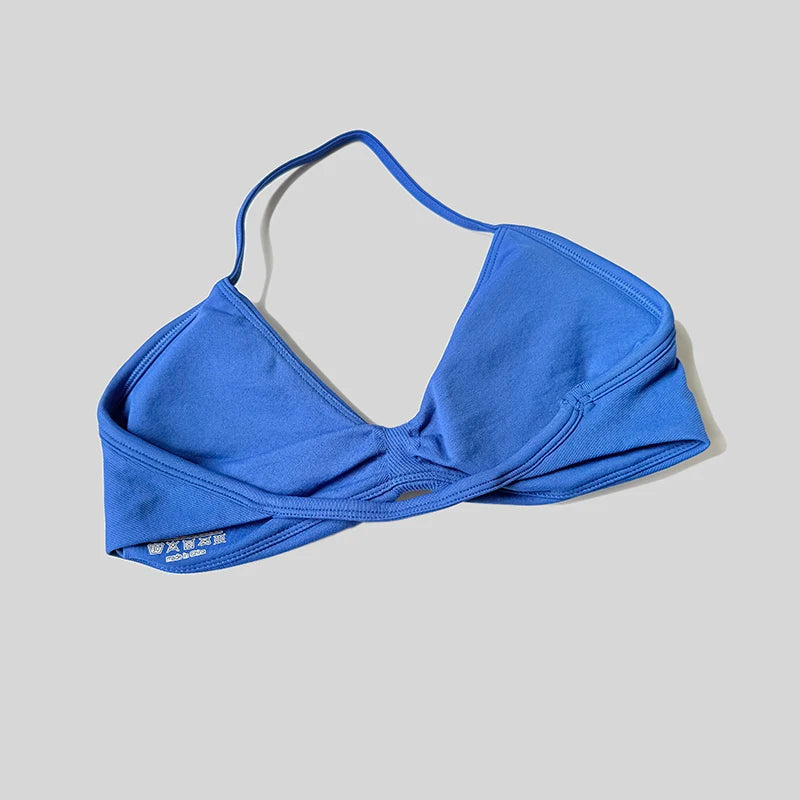 Women Halter Sports Bra Push Up Strappy Sexy Open Back Gym Crop Top
