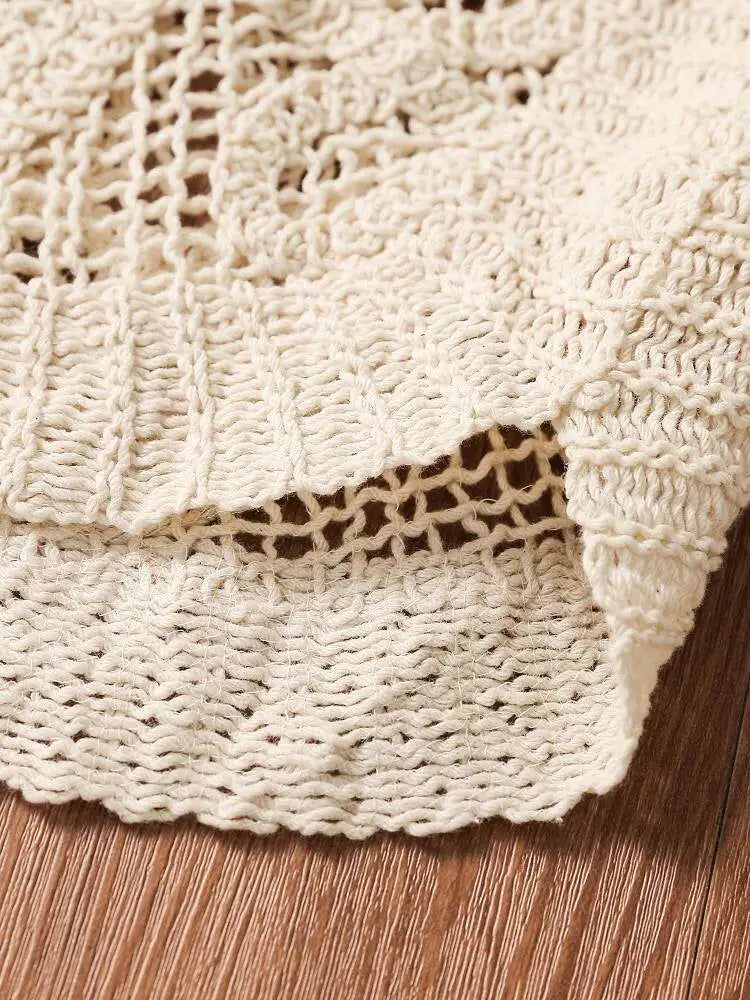 Boho Crochet Vest Top Women Sleeveless Semi-Sheer Open Knit Lace