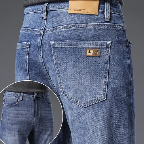 Korean Fashion Men's Soft Stretch Slim Fit Jeans Business Casual