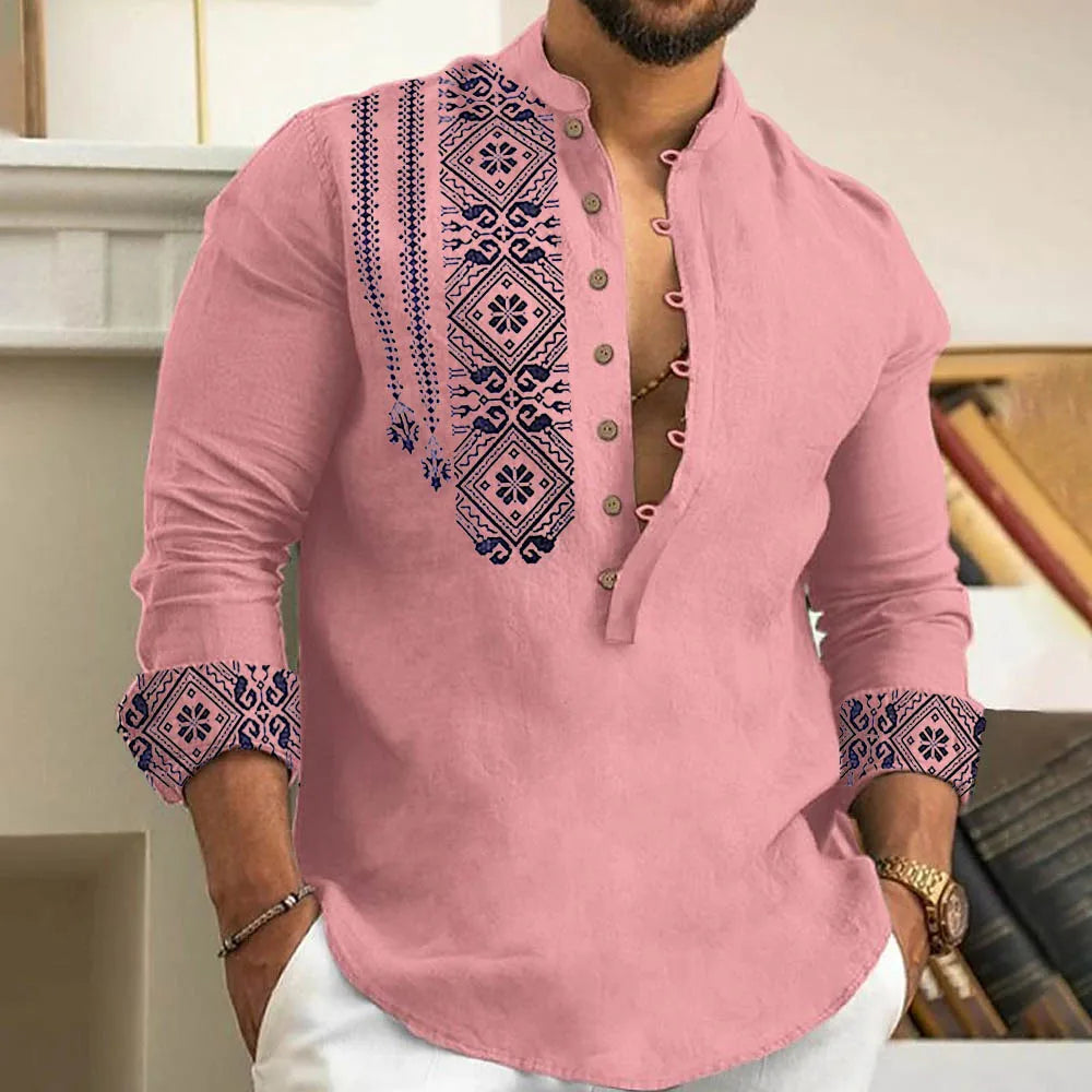 2025 Spring And Summer Fashion Casual Men Long Sleeve Button-Down