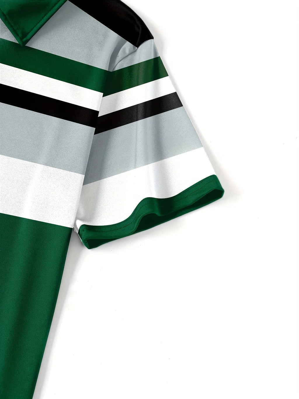 Men's Casual Stripesd Plaid 3D Printed Golf Shirt, Short-Sleeved