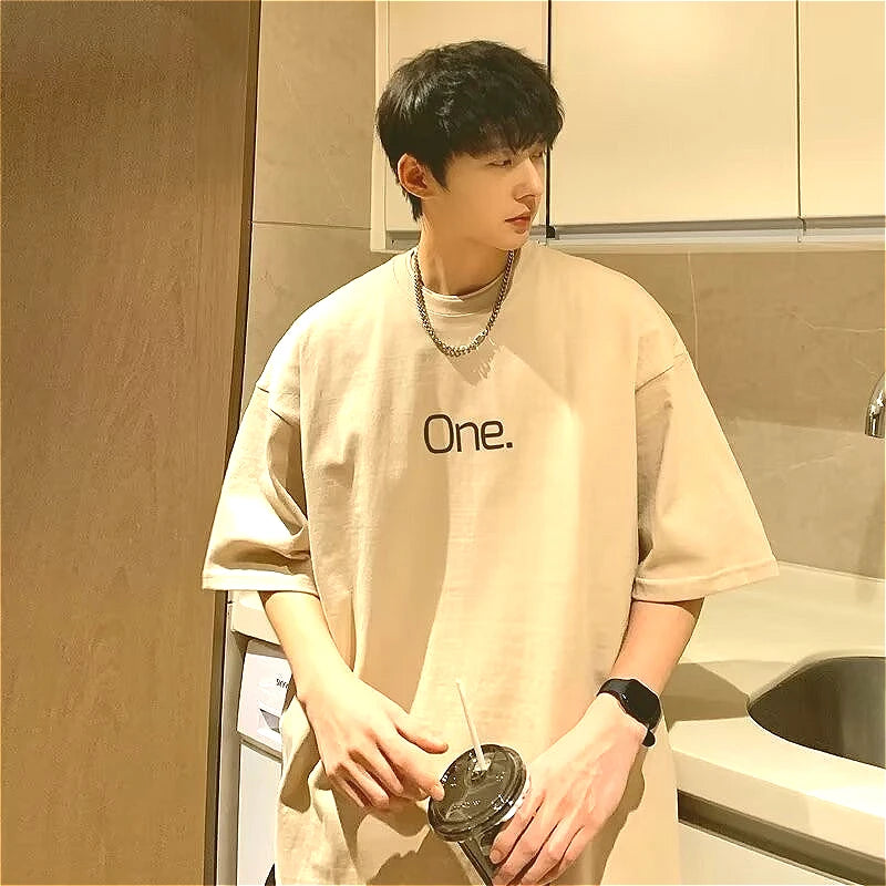【M-8XL】Men's Oversized Tee Casual Loose Letters with meaning one