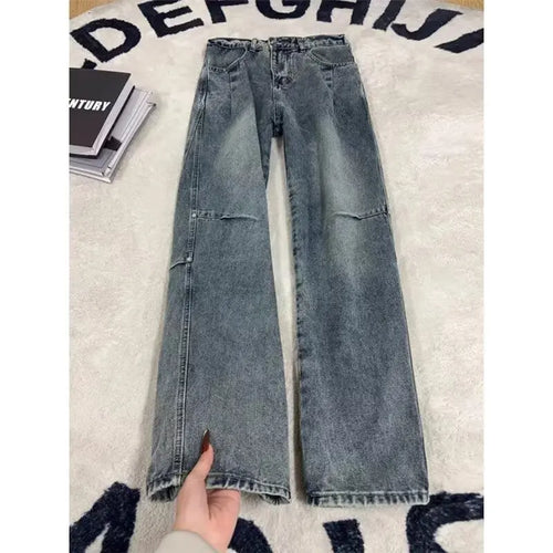 Man Pants Baggy Jeans Relaxed Fit Tapered Leg Denim Trousers For Men