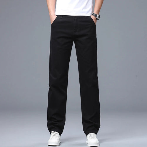 Men's Straight Leg Jeans Slim Fit Stretch Comfort Denim Pants Korean