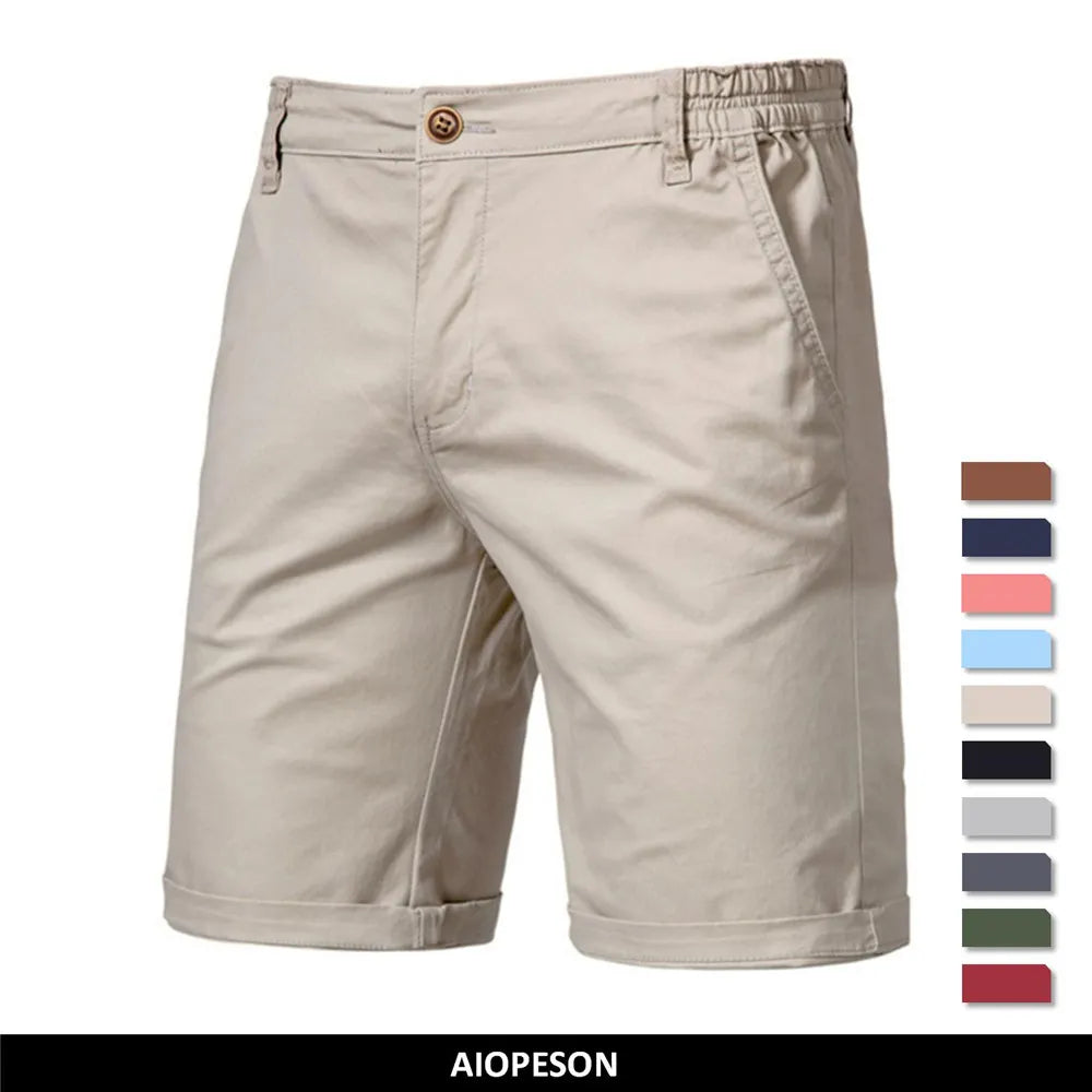 2021 New Summer 100% Cotton Solid Shorts Men High Quality Casual Business Soci