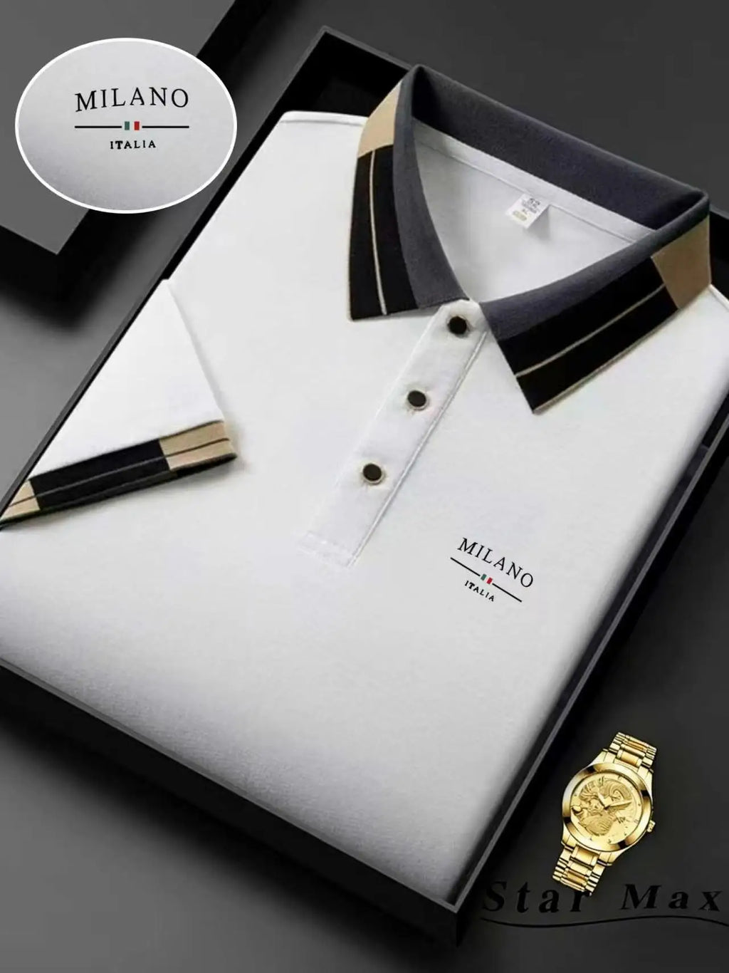 Men's Luxury Short Sleeve Polo Shirt with Horse Embroidery Milan Style