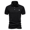 AIOPESON 100% Cotton Embroidery Men's Polo Shirts Solid Color Short
