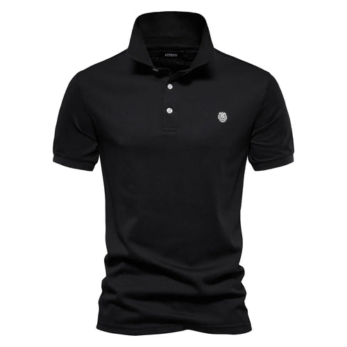 AIOPESON 100% Cotton Embroidery Men's Polo Shirts Solid Color Short