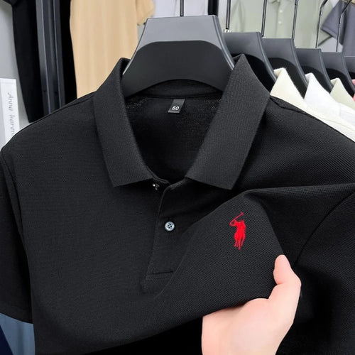 100% pure cotton high-end brand men's short sleeve polo shirt 2026