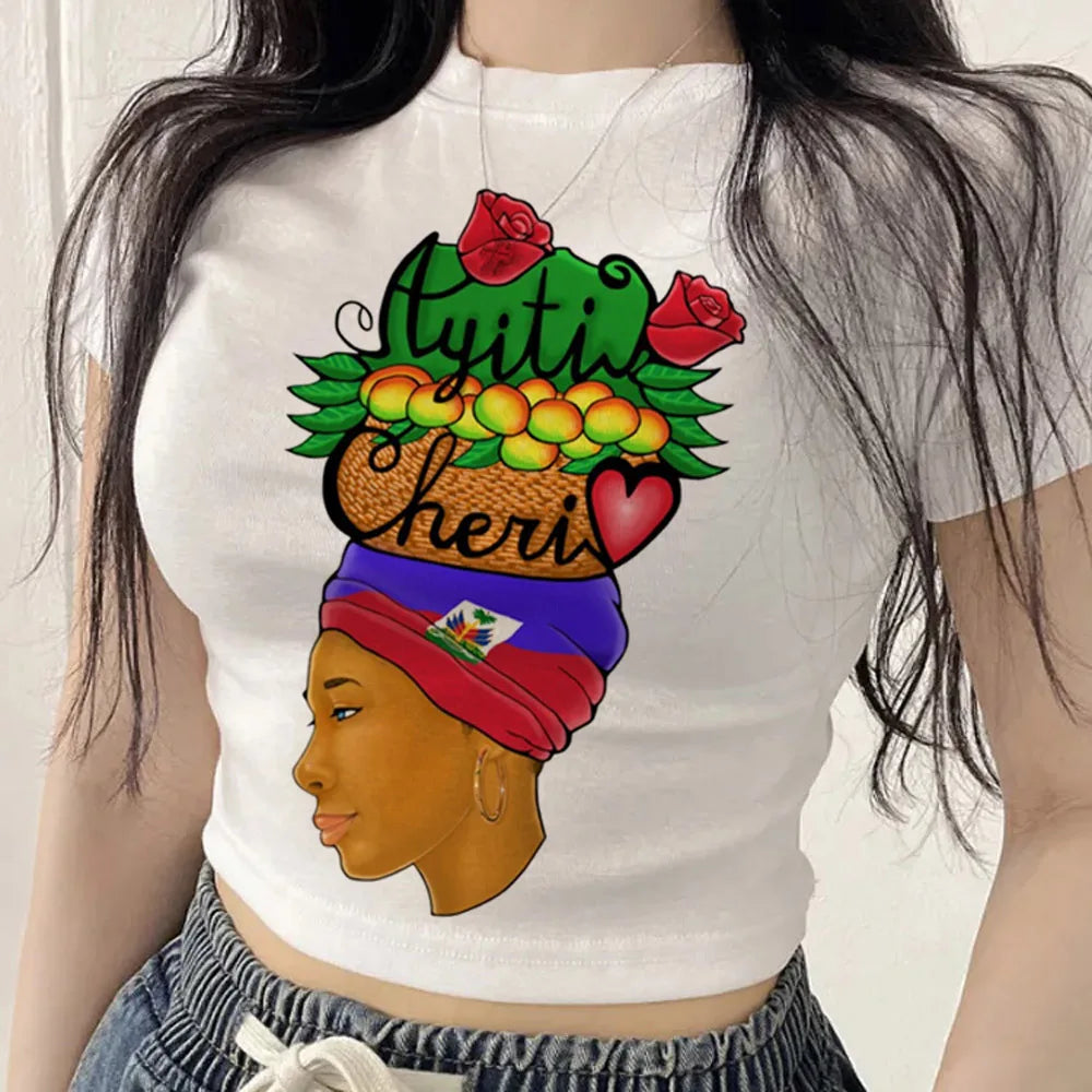 Haiti crop top teen meme cheap korean fashion emo 2000s t-shirt